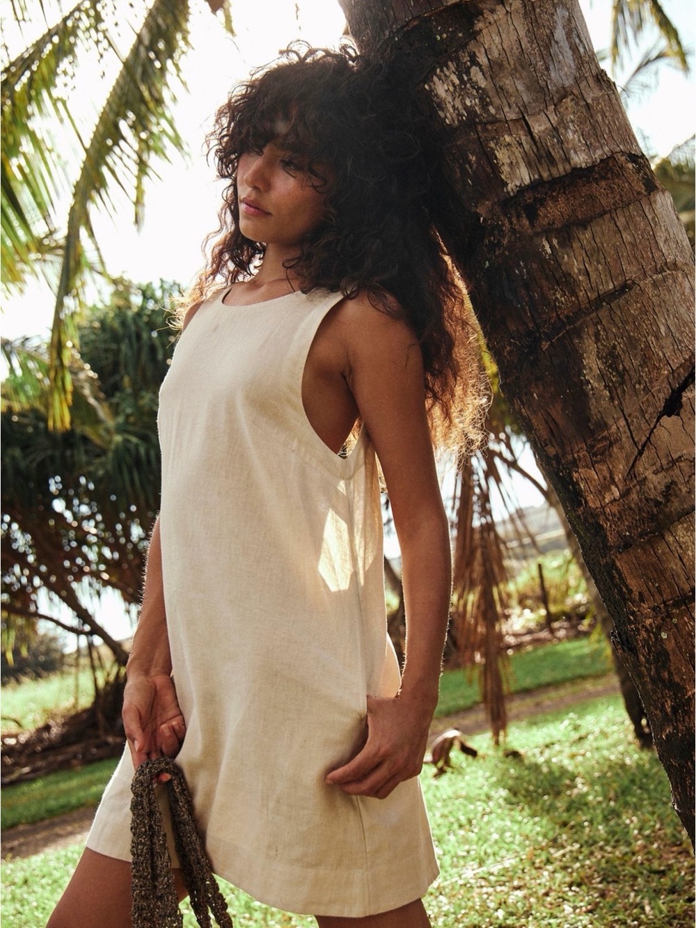 Free People Sleeveless Cream Linen Shift Dress - Picture 2 of 12